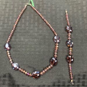 Purple Glass Silvertone Set